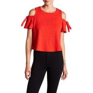 Madewell Skylark Cold Shoulder Tie Sleeve Top Red Medium